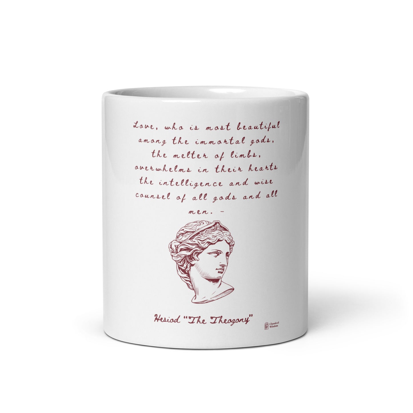 White glossy mug - Hesiod Quote