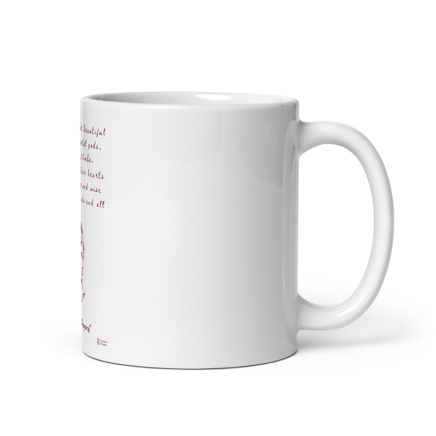 White glossy mug - Hesiod Quote